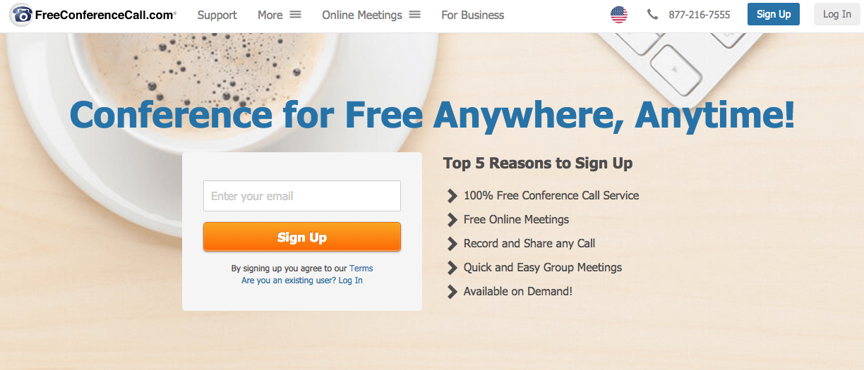 How to Get Your FreeConferenceCall.com account screen shot