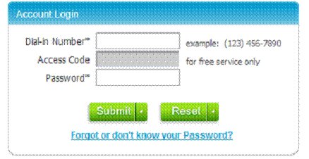 FreeConferenceCall.com Account Login Pop Up