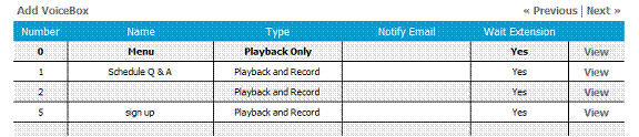 Voicebox Menu