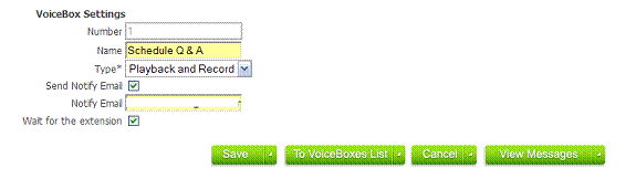 FreeConferenceCall.com Voice Box Settings
