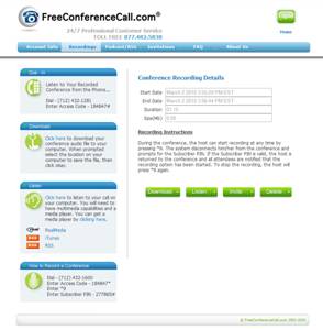 FreeConferenceCall.com Recording Details