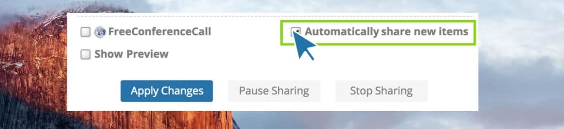 Automatically share new items