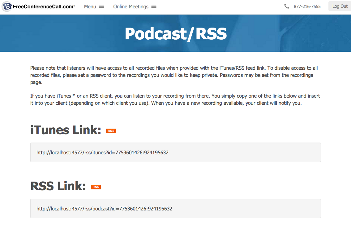 How to Use Podcasts/RSS with FreeConferenceCall.com