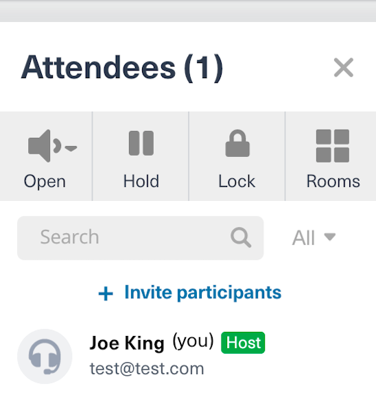 Mobile app view of the Lock meeting button.