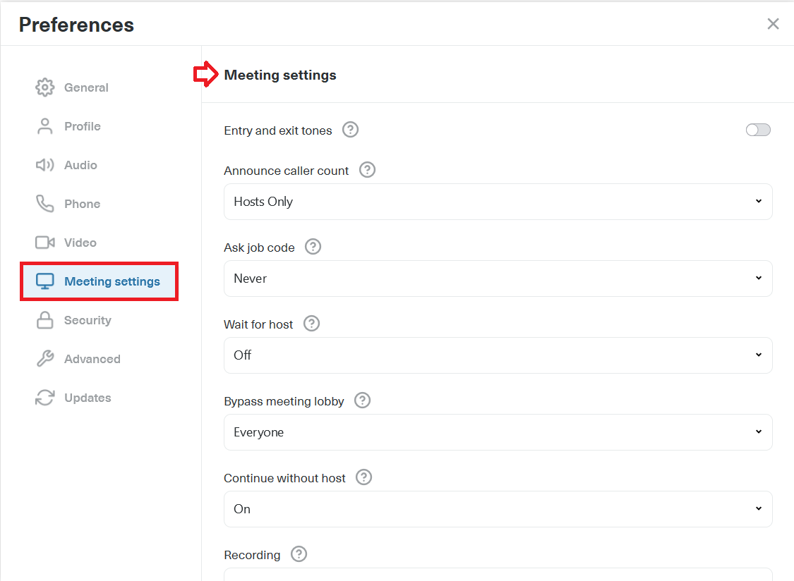 To view a description of each setting, simply hover over (or tap on ...
