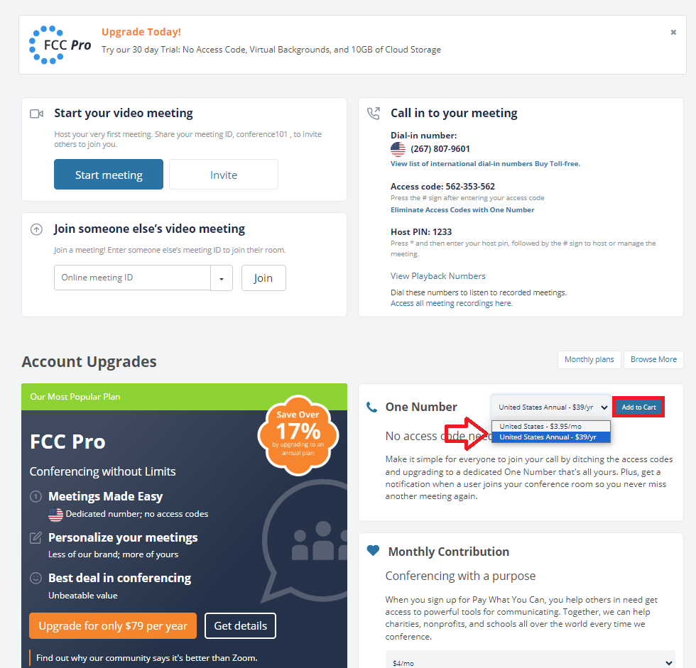 One Number: Purchase and Setup | FreeConferenceCall.com