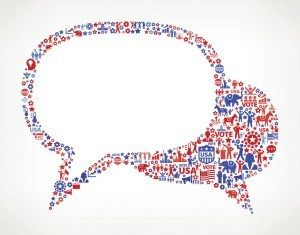 Conversation Vote and Elections USA Patriotic Icon Pattern